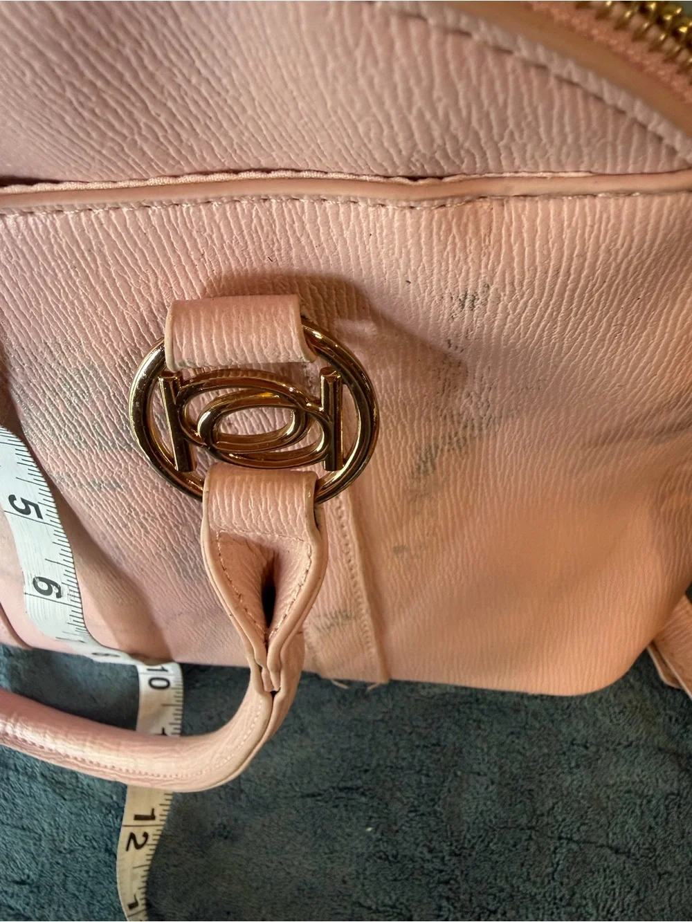 bebe Blush Pink Dome Satchel with Gold Hardware